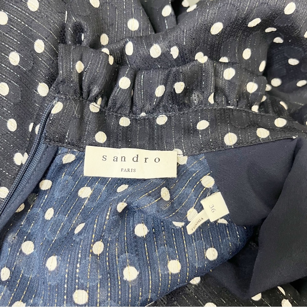 Sandro Pearl Crystal Polka Dot Mini Dress Size 36 - Picture 9 of 10